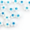 20 perles millefiori en verre - fleur blanche - 6 mm
