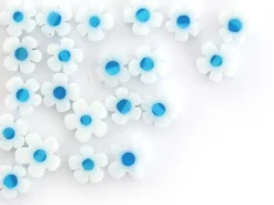 20 perles millefiori en verre - fleur blanche - 6 mm
