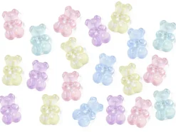 20 perles nounours/ourson acryliques - couleurs variées - 18 x 12 mm