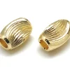 10 perles ondulées - doré à l'or fin 18k - 6 x 4 mm