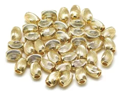 10 perles ondulées - doré à l'or fin 18k - 6 x 4 mm
