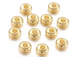 20 perles rondelles arrondies en laiton doré - 5 mm