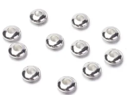 20 perles rondelles arrondies en laiton argenté - 5 mm