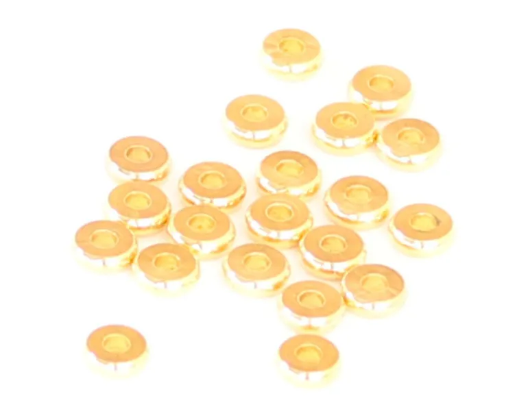 20 perles rondelles heishi arrondies en laiton doré - 6x2 mm