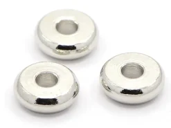 20 perles rondelles heishi arrondies argentées - 6x2 mm
