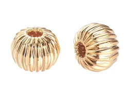 10 perles rondelles ondulées - doré à l'or fin 18k - 4 x 3 mm