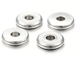 20 perles rondelles plates arrondies en acier innoxydable - argenté 6x1 mm