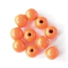 10 perles rondes en bois vernis - Orange 14 mm