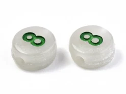 200 perles rondes en plastique - chiffres et numéros - phosphorescent et multicolore - 7 mm