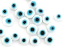 20 perles rondes en verre - œil porte bonheur - blanc - 6 mm