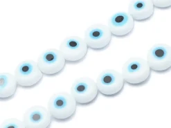 20 perles rondes en verre - œil porte bonheur - blanc - 6 mm