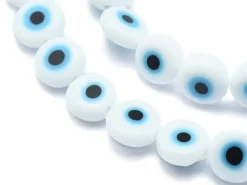 20 perles rondes en verre - œil porte bonheur - blanc - 6 mm