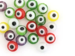 20 perles rondes en verre - œil porte bonheur - multicolore - 6 mm