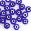 20 perles rondes en verre - œil porte bonheur - bleu roi - 8 mm