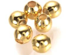 50 perles rondes intercalaires - doré à l'or fin 18k - 3 mm