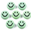 20 perles smiley en acrylique opaque - Vert