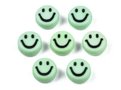 20 perles smiley en acrylique opaque - Vert