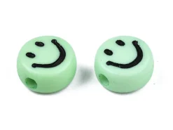 20 perles smiley en acrylique opaque - Vert