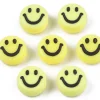 20 perles sourire en acrylique opaque - Jaune