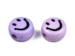 20 perles sourire en acrylique opaque - Violet