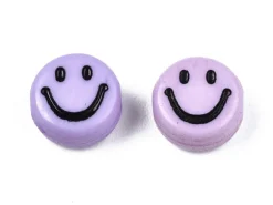 20 perles sourire en acrylique opaque - Violet