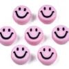 20 perles sourire en acrylique opaque - Rose