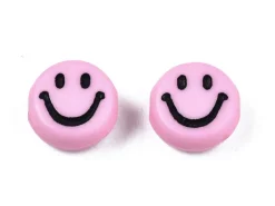 20 perles sourire en acrylique opaque - Rose