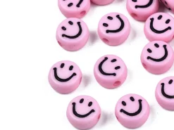 20 perles sourire en acrylique opaque - Rose