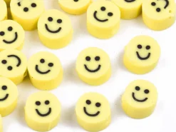 20 perles sourire en pâte polymère - 5 mm - jaune