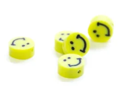 20 perles sourire en pâte polymère - 5 mm - jaune