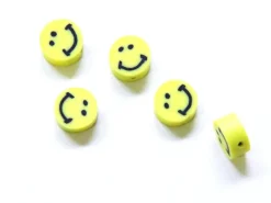 20 perles sourire en pâte polymère - 5 mm - jaune