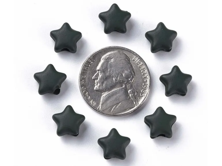 20 perles étoiles acryliques - Couleurs mattes - 9 mm