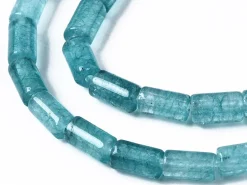 20 perles tube/colonne en aigue-marine avec coloration - 6 x 3 mm