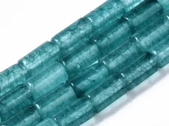 20 perles tube/colonne en aigue-marine avec coloration - 6 x 3 mm