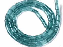 20 perles tube/colonne en aigue-marine avec coloration - 6 x 3 mm