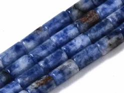 20 perles tube/colonne en jaspe bleu - 6 x 3 mm