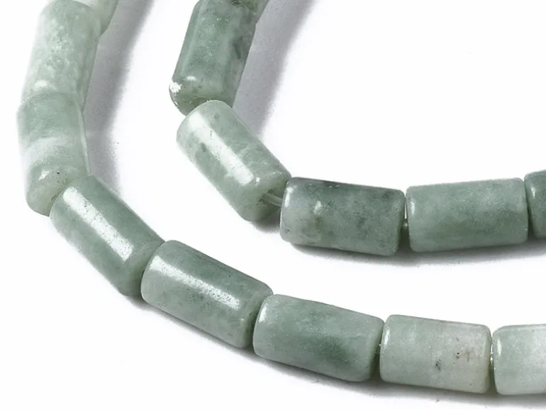 20 perles tube/colonne en pierre naturelle vert d'eau - 6 x 3 mm