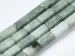 20 perles tube/colonne en pierre naturelle vert d'eau - 6 x 3 mm