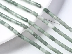 20 perles tube/colonne en pierre naturelle vert d'eau - 6 x 3 mm