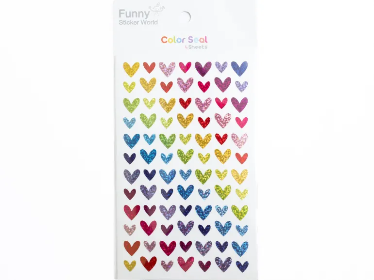 4 planches de stickers - cœurs fins holographiques