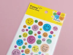 4 planches de stickers sourire holographiques