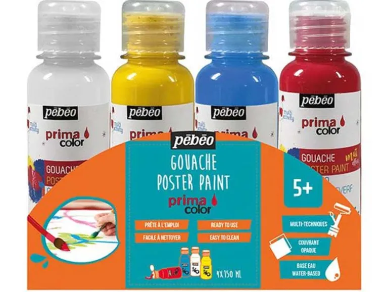 4 pots de gouache primaire primacolor