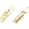 20 serre fil / embouts pour cordon - doré à l'or fin 18k - 7,5 x 2 x 1,5 mm