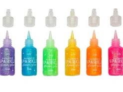 6 stylos colle à paillettes - rainbow sparkle