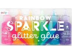 6 stylos colle à paillettes - rainbow sparkle