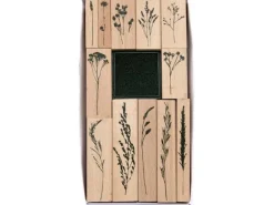 12 tampons motifs fleurs avec encre noir - Rico Design