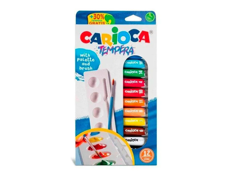 12 Tubes de peintures Tempera 10 ml - Carioca
