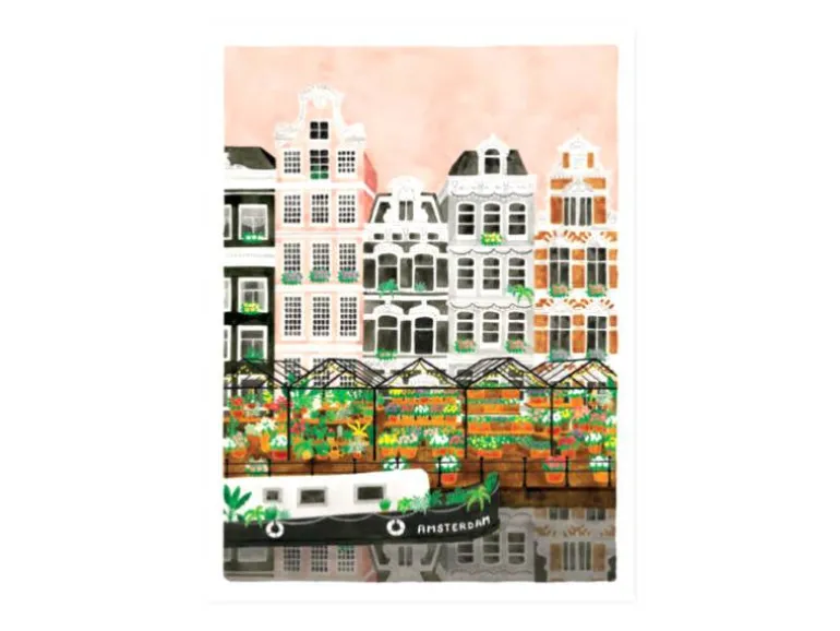 Affiche aquarelle - Amsterdam - 18 x 24 cm -ATWS