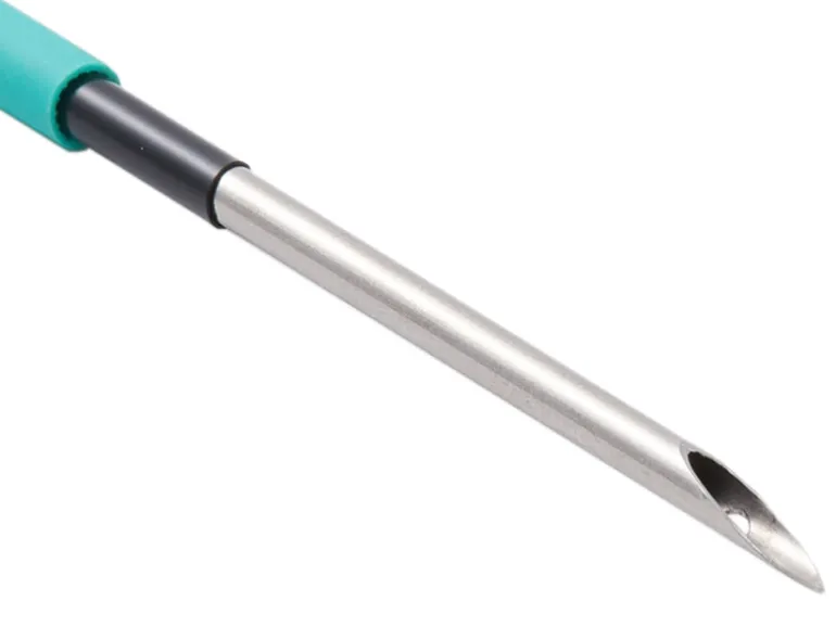Aiguille à puncher laine - manche en caoutchouc vert 10 cm– diamètre 0,25mm