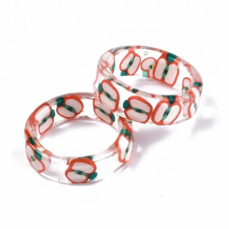 Bague en résine époxy transparente - Pomme